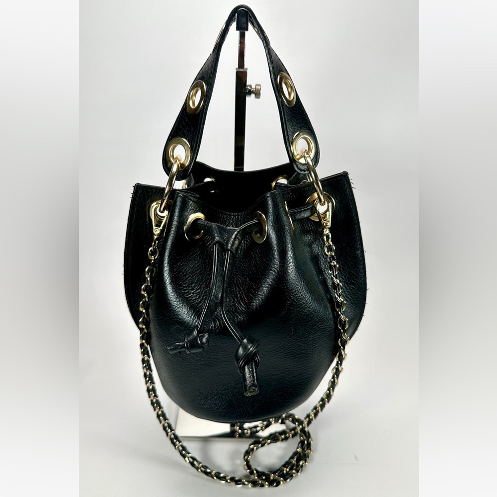 HOUSE OF HARLOW Original 1960 100% Leather Bucket Crossbody Drawstring Bag